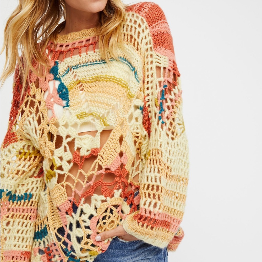 Free People sherbert crochet pullover